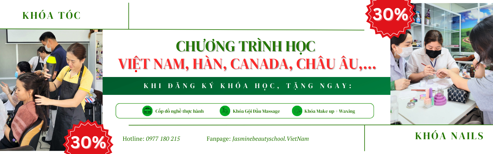 banner khóa nails tóc Việt Nam, Châu Âu
