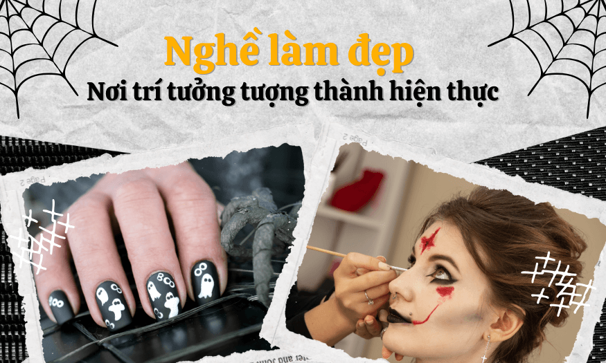 mẫu nails tóc halloween